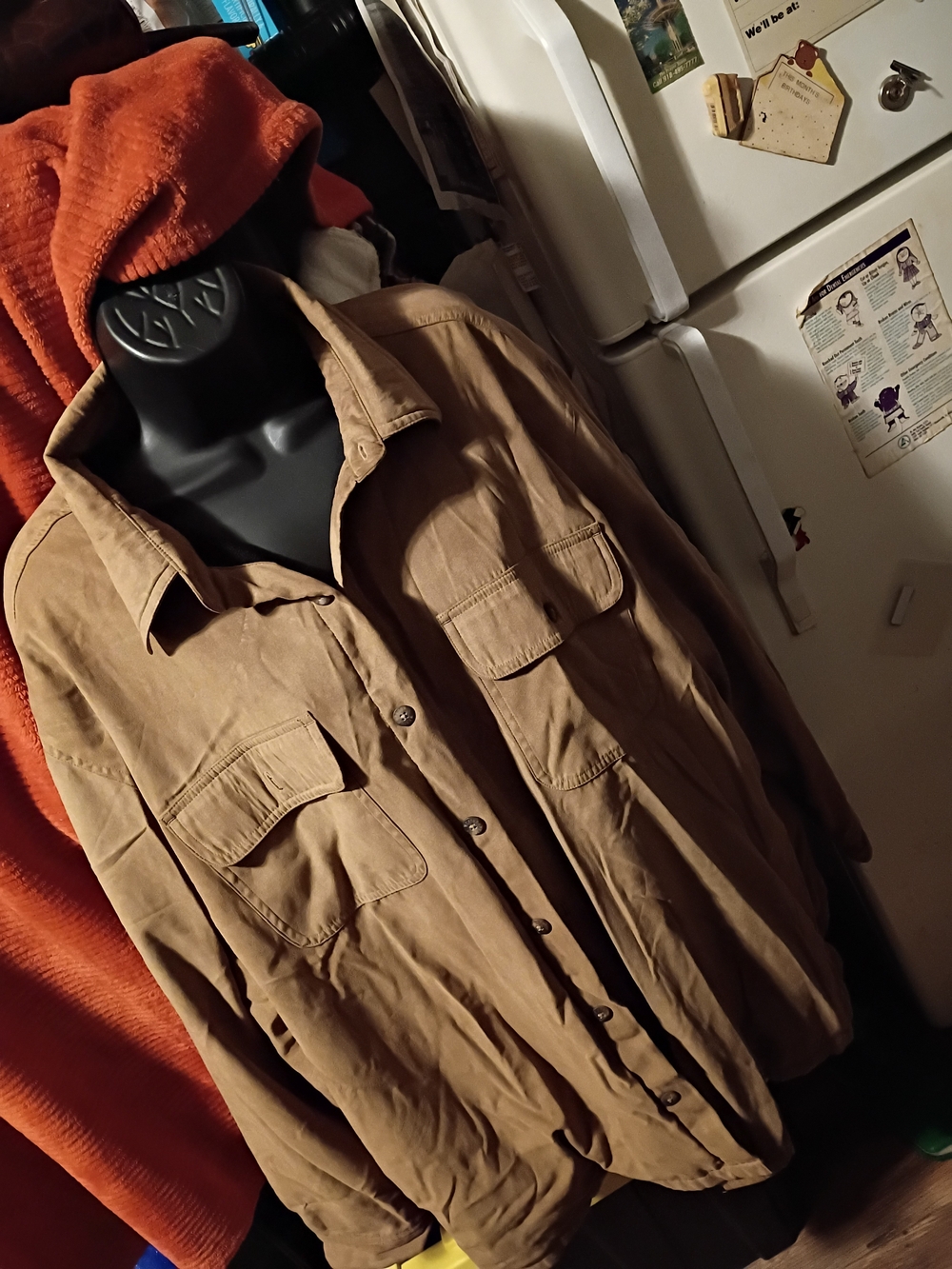 Men's Lightweight Tan Shirt Jacket with Button Front